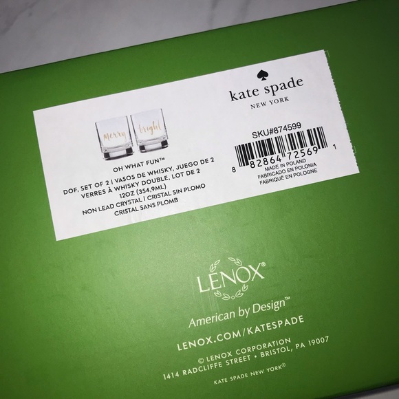 Kate Spade MERRY/BRIGHT Old Fashioned Glasses NIB - Picture 4 of 5
